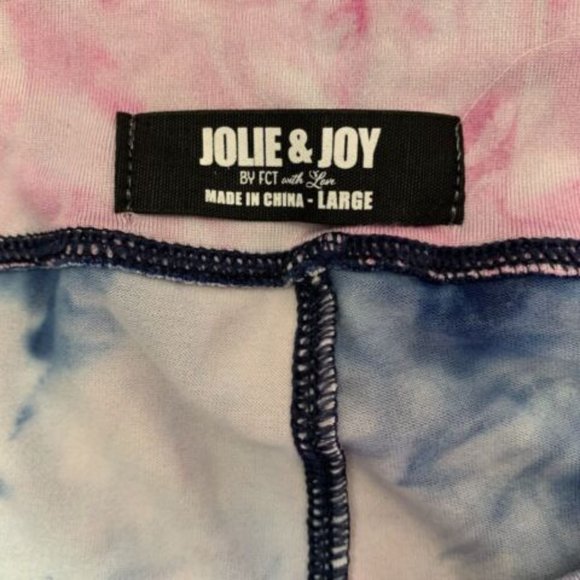 Jolie & Joy by FCT Tie Dye Leggings With Ankle Cut Out Detail Blue Pink White - Picture 8 of 8